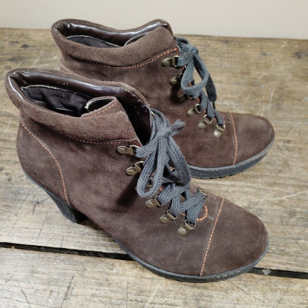 BORN BOC Women's Sz 11 Boots Brown Suede Block Heel Lace Up Platform Shoes READ - Picture 7 of 16